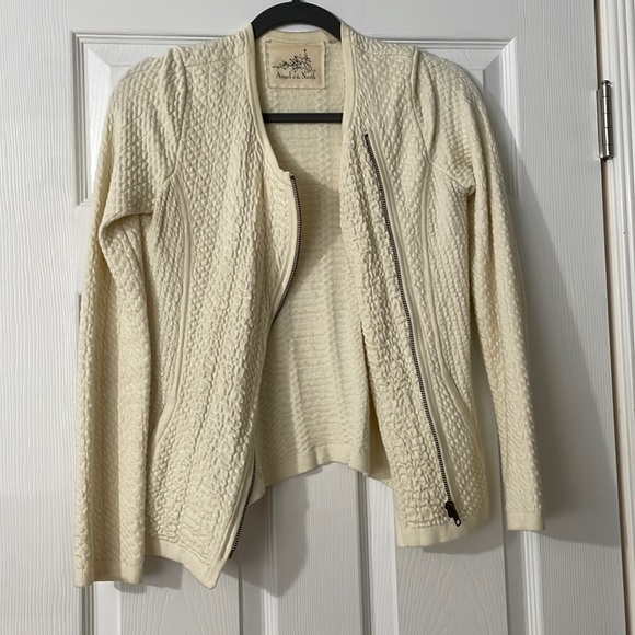 Angel of the north by Anthropologie, cream Moto style cardigan xs - Picture 5 of 12